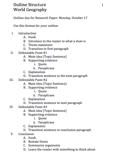 Research paper outline example buy